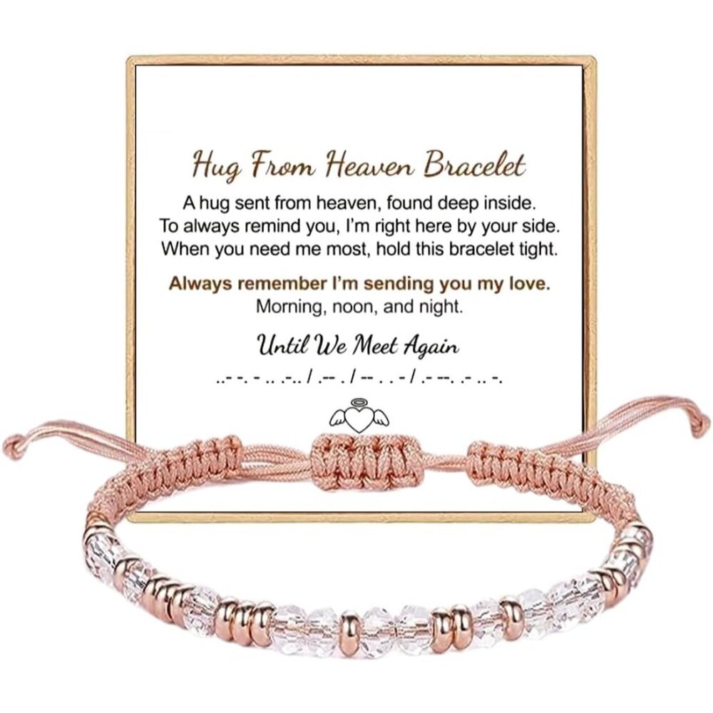 Hug from Heaven Morse Code Bracelet - Until We Meet Again, Black Hematite Beads
